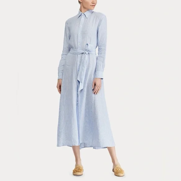 chinese dress ladies Linen Waist Pleated Straw Belt Vintage Shirt Dress,With Pocket Short S –  puresunlady main image 1